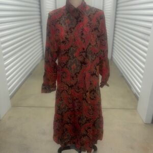 ❤️ Vintage Forenza Paisley Velvet Shirt Dress – Size M (Estimated)